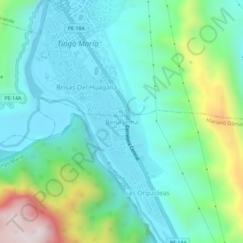 Topografische Karte Bena Jema, Höhe, Relief