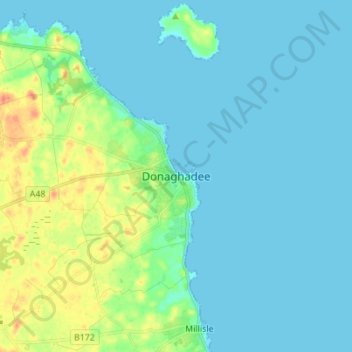 Topografische Karte Donaghadee, Höhe, Relief