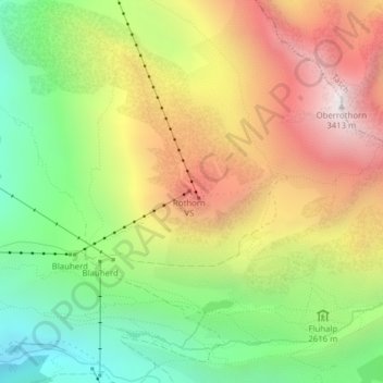 Topografische Karte Unterrothorn, Höhe, Relief
