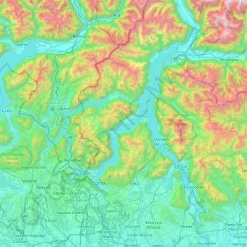 Topografische Karte Isola Comacina, Höhe, Relief