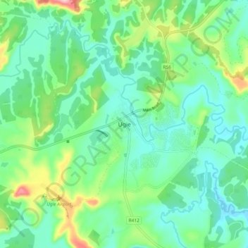 Topografische Karte Ugie, Höhe, Relief