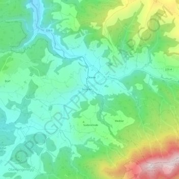 Topografische Karte Süderen, Höhe, Relief