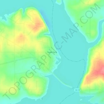 Topografische Karte Taylor Ferry, Höhe, Relief