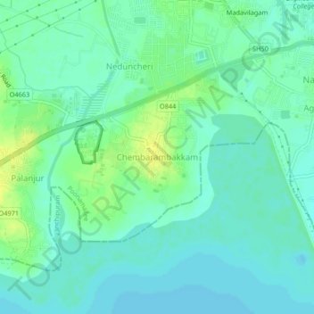 Topografische Karte Chembarambakkam, Höhe, Relief