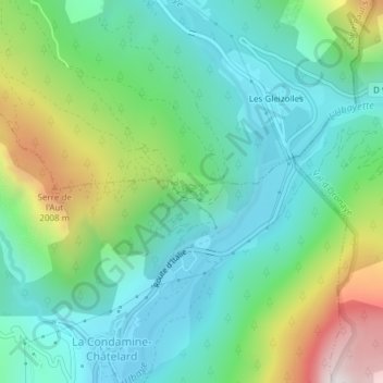 Topografische Karte Fort de Tournoux, Höhe, Relief