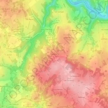Topografische Karte Maisons, Höhe, Relief