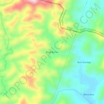 Topografische Karte Duas Barras, Höhe, Relief