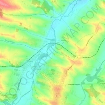 Topografische Karte A l'Hermitage, Höhe, Relief