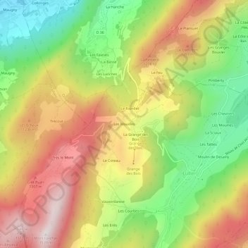 Topografische Karte Les Mouilles, Höhe, Relief