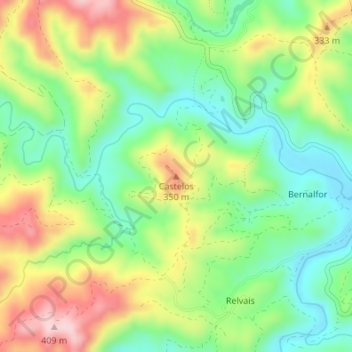 Topografische Karte Castelos, Höhe, Relief