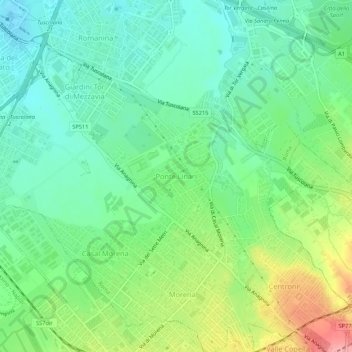Topografische Karte Ponte Linari, Höhe, Relief