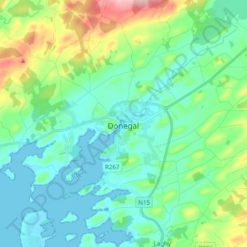 Topografische Karte Donegal, Höhe, Relief