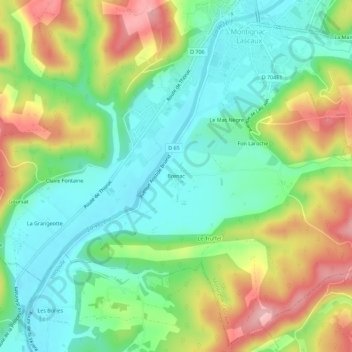 Topografische Karte Brenac, Höhe, Relief