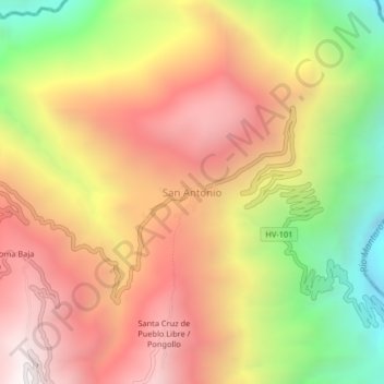 Topografische Karte San Antonio, Höhe, Relief
