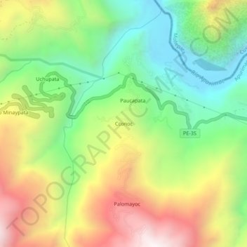 Topografische Karte Cconoc, Höhe, Relief