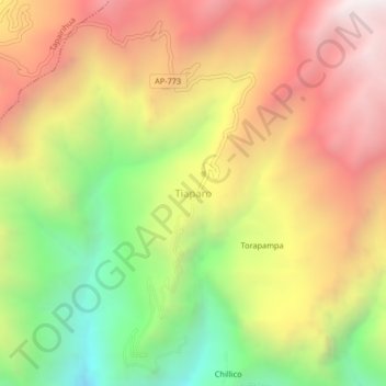 Topografische Karte Tiaparo, Höhe, Relief