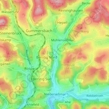 Topografische Karte Nöckelseßmar, Höhe, Relief