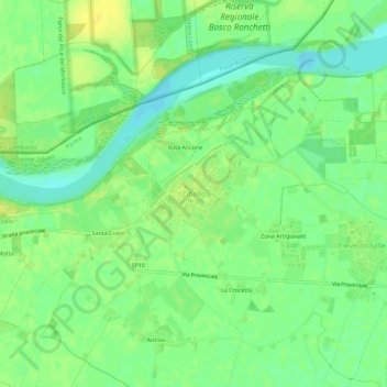 Topografische Karte Zibello, Höhe, Relief