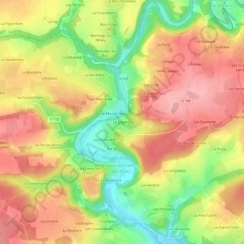 Topografische Karte Le Gasseau, Höhe, Relief