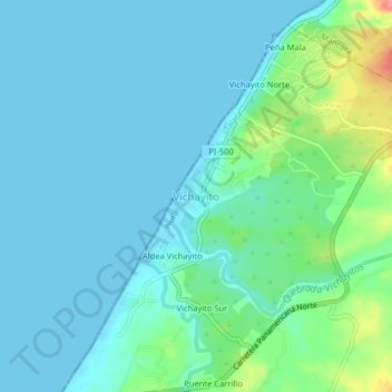 Topografische Karte Vichayito, Höhe, Relief