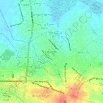 Topografische Karte Sekumpul, Höhe, Relief