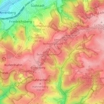 Topografische Karte Eichholz, Höhe, Relief