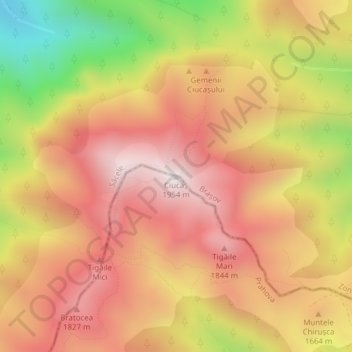 Topografische Karte Ciucaș, Höhe, Relief