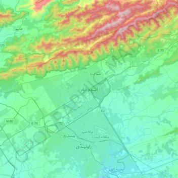 Topografische Karte Islamabad, Höhe, Relief