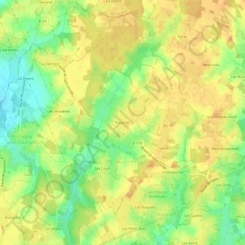 Topografische Karte Putacrot, Höhe, Relief
