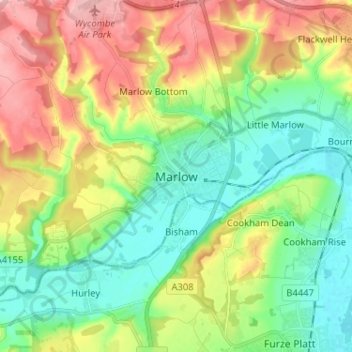 Topografische Karte Marlow, Höhe, Relief
