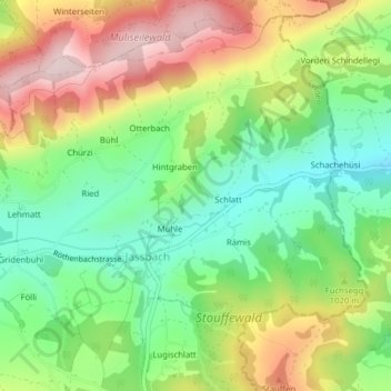 Topografische Karte Schlatthoger, Höhe, Relief