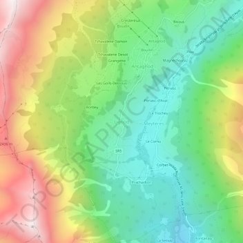 Topografische Karte Lignod, Höhe, Relief