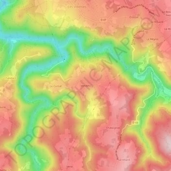 Topografische Karte Vendets, Höhe, Relief