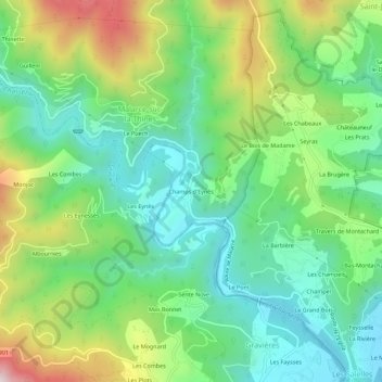 Topografische Karte Champs d'Eynès, Höhe, Relief