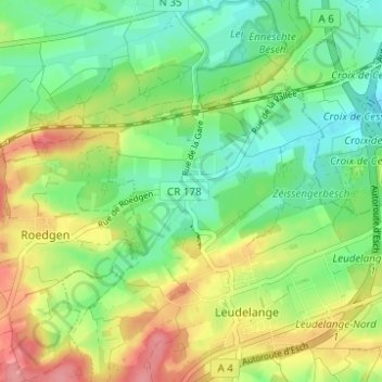 Topografische Karte Schléiwenhaff, Höhe, Relief