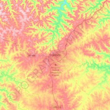 Topografische Karte Erechim, Höhe, Relief