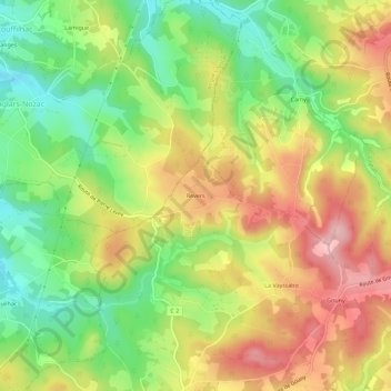 Topografische Karte Revers, Höhe, Relief