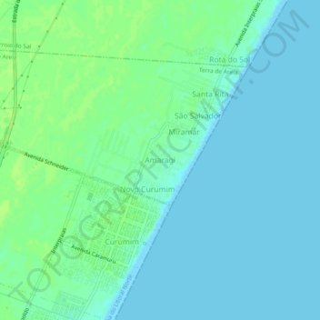 Topografische Karte Amaragi, Höhe, Relief