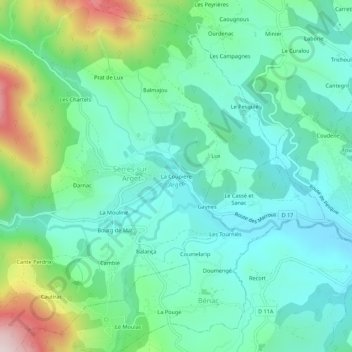 Topografische Karte La Coupière, Höhe, Relief