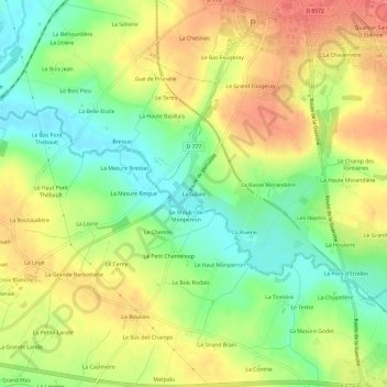 Topografische Karte La Gibais, Höhe, Relief