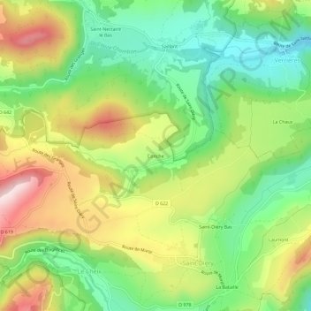 Topografische Karte Conche, Höhe, Relief