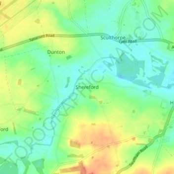 Topografische Karte Shereford, Höhe, Relief