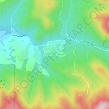 Topografische Karte Sawmill Settlement, Höhe, Relief
