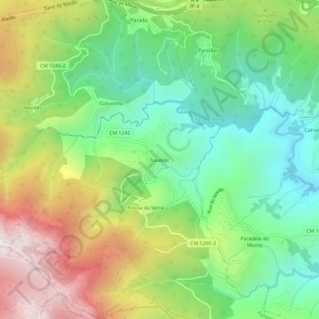 Topografische Karte Soutelo, Höhe, Relief