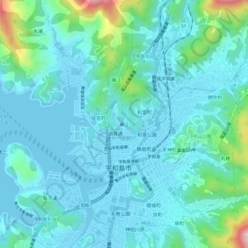 Topografische Karte Fujie, Höhe, Relief