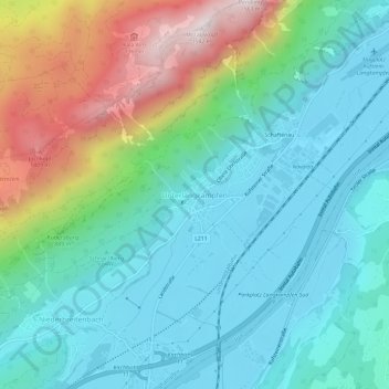 Topografische Karte Unterlangkampfen, Höhe, Relief