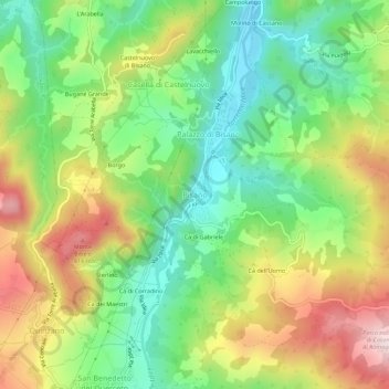 Topografische Karte Bisano, Höhe, Relief