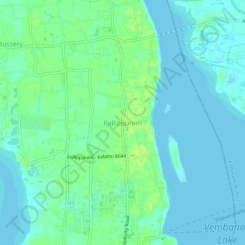 Topografische Karte Pallippuram, Höhe, Relief