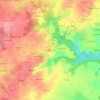 Topografische Karte Kerquemaudet, Höhe, Relief