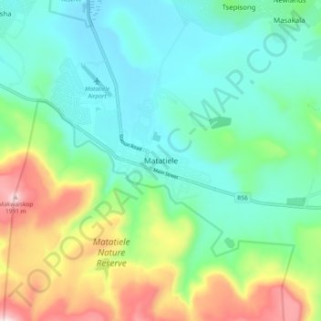 Topografische Karte Matatiele, Höhe, Relief